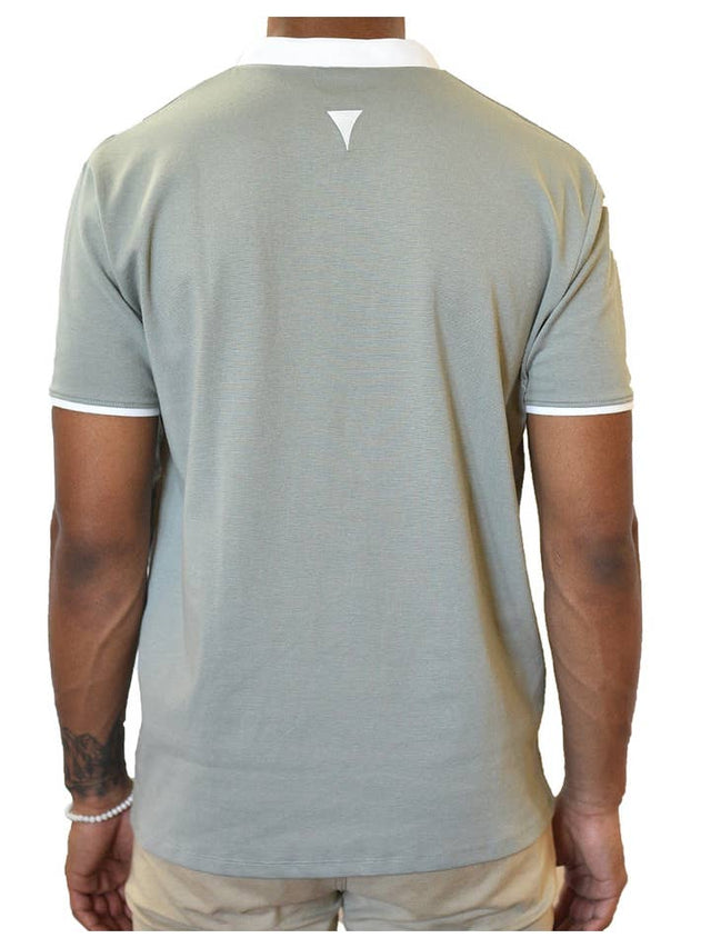 Short Sleeve Henley (Sea Gray & White)