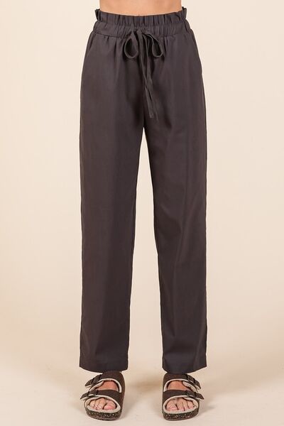 Paperbag Waist Tapered Straight Pants