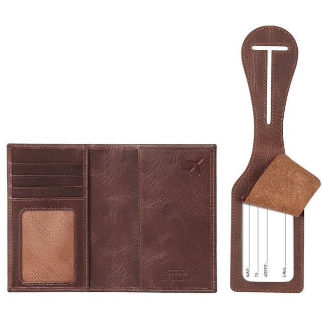 Leather Passport Case and Luggage Tag