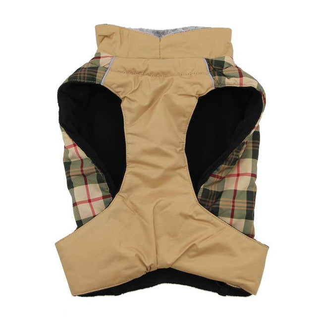 Alpine All-Weather Pet Coat - Beige Plaid