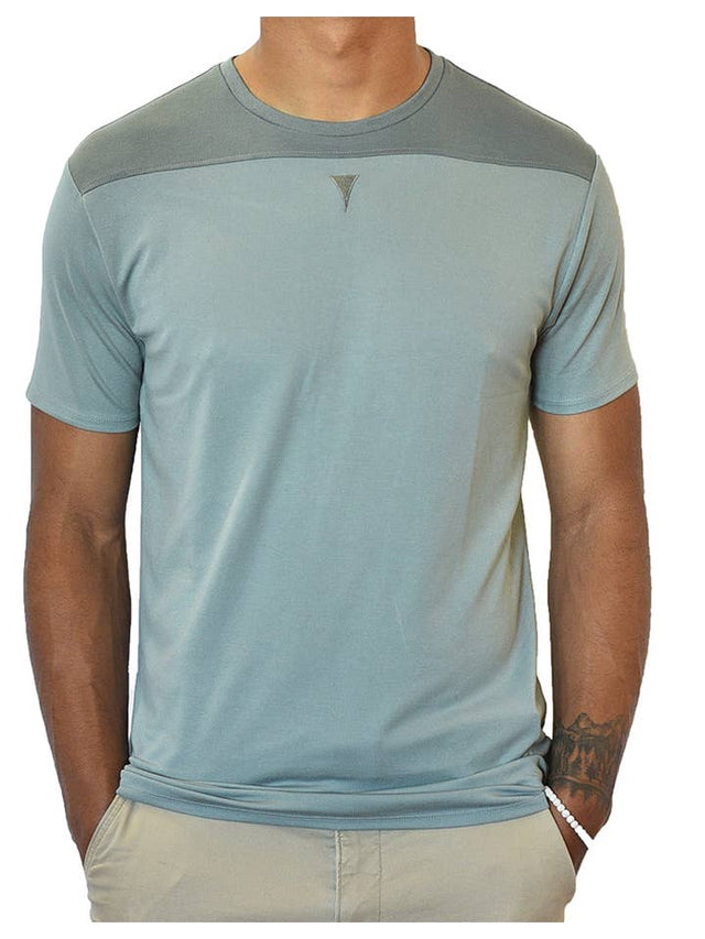 Short Sleeve Crew Collar (Blue Gray & Gray)