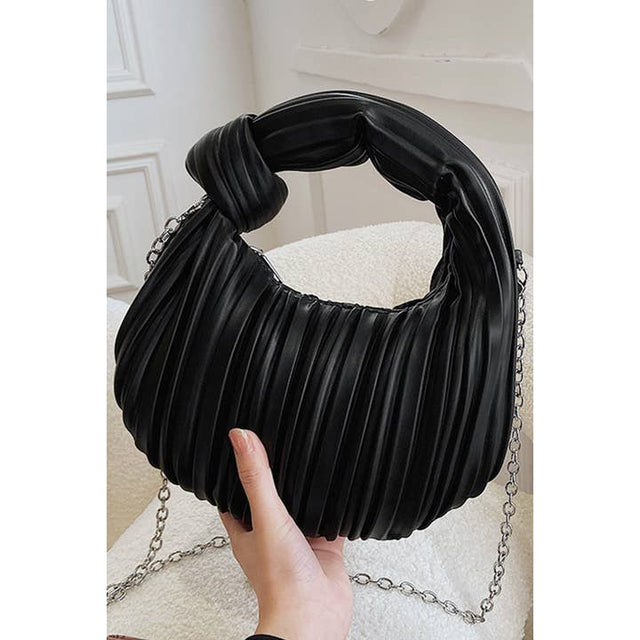 Vegan Leather Pleated Hobo Shoulder Handbag
