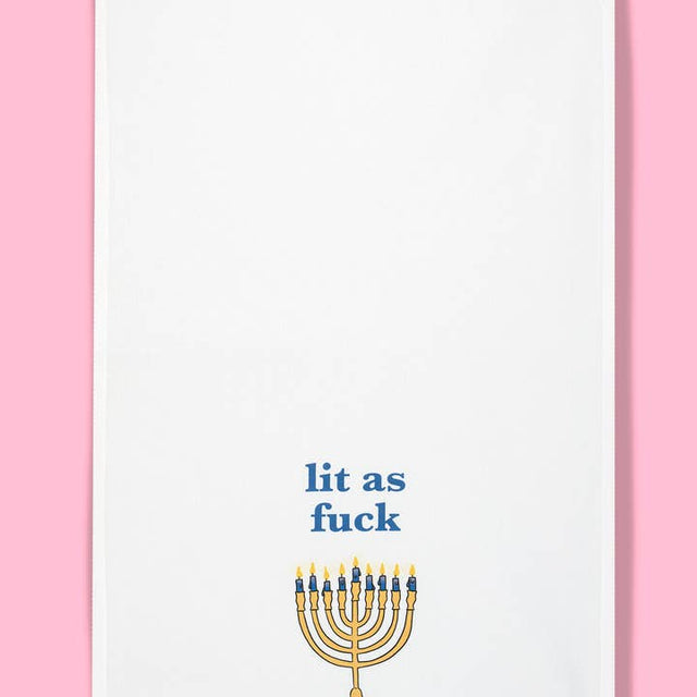 Lit as Fuck Hanukkah Dishtowel