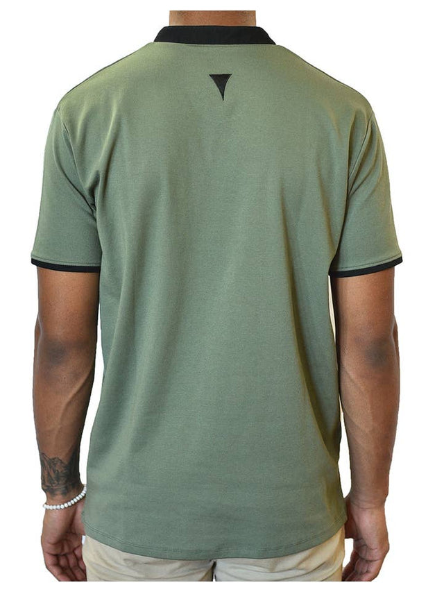 Short Sleeve Henley (Dark Green & Black)