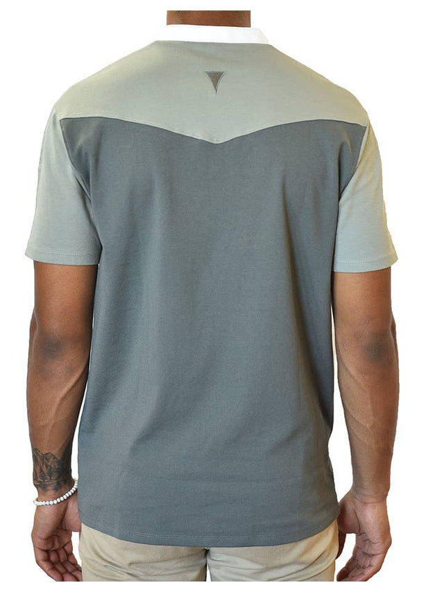 Short Sleeve Henley (Two-Tone Gray)