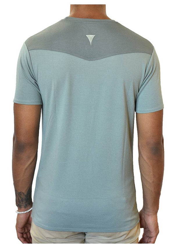 Short Sleeve Crew Collar (Blue Gray & Gray)