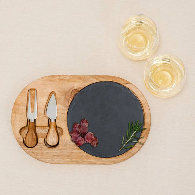 Wood & Slate Serving Board Set