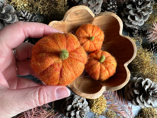 Felted Wool Mini Pumpkin
