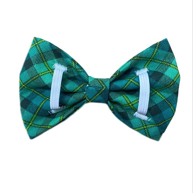 St Patrick's Day Plaid Dog Bowtie