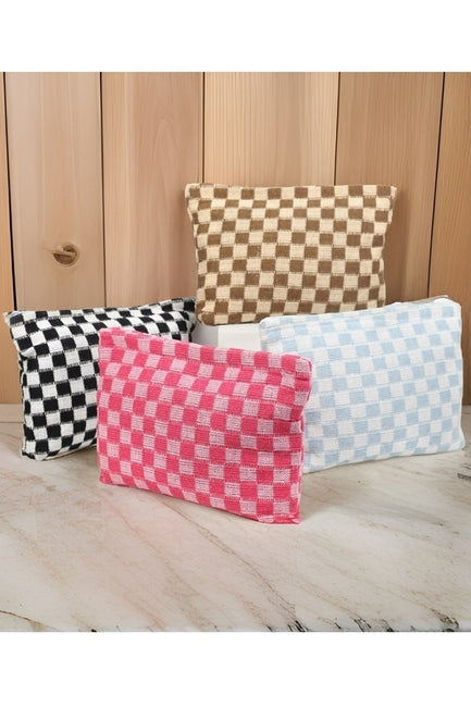 Checkered Pouch Clutch Bag