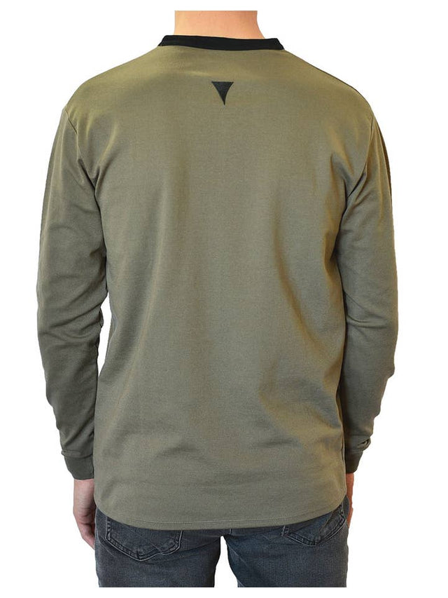 Long Sleeve Henley Slit Collar (Green)