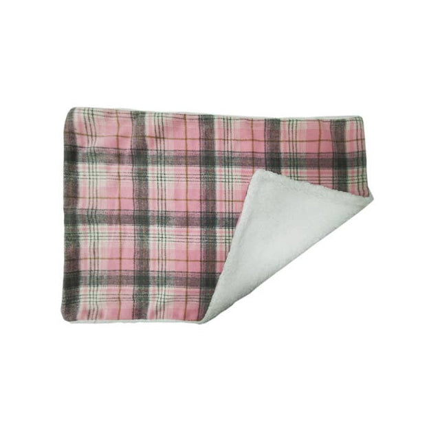 Sherpa-Lined Pet Blanket - Pink & White Plaid