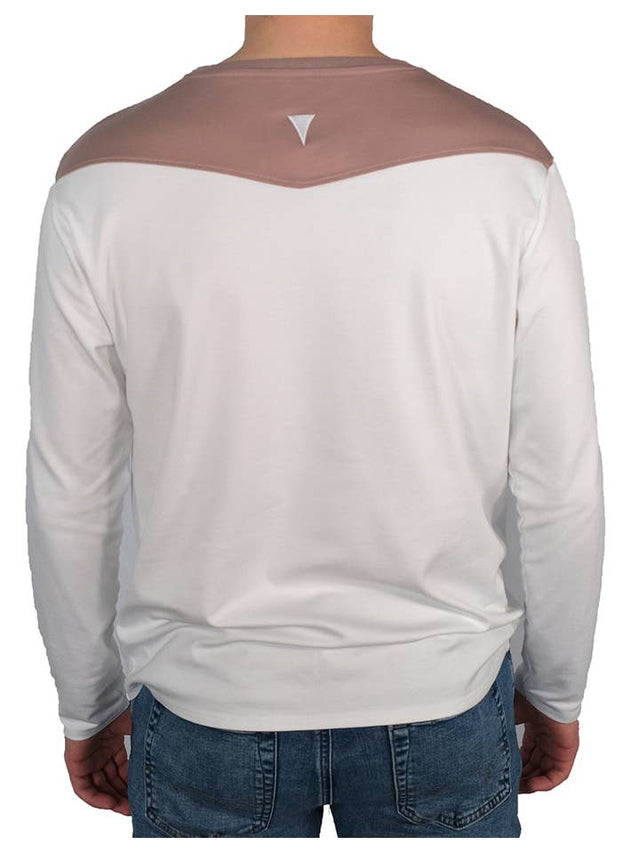 Long Sleeve Crew Collar (White and Mauve)