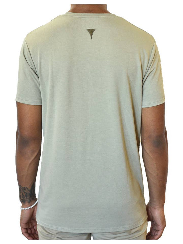 Short Sleeve Crew Collar (Taupe & Brown)
