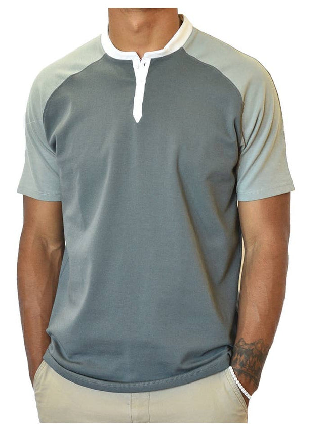 Short Sleeve Henley (Two-Tone Gray)
