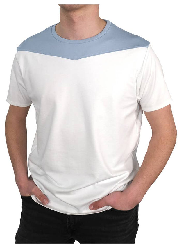 Short Sleeve Crew Collar (White and Sky Blue)