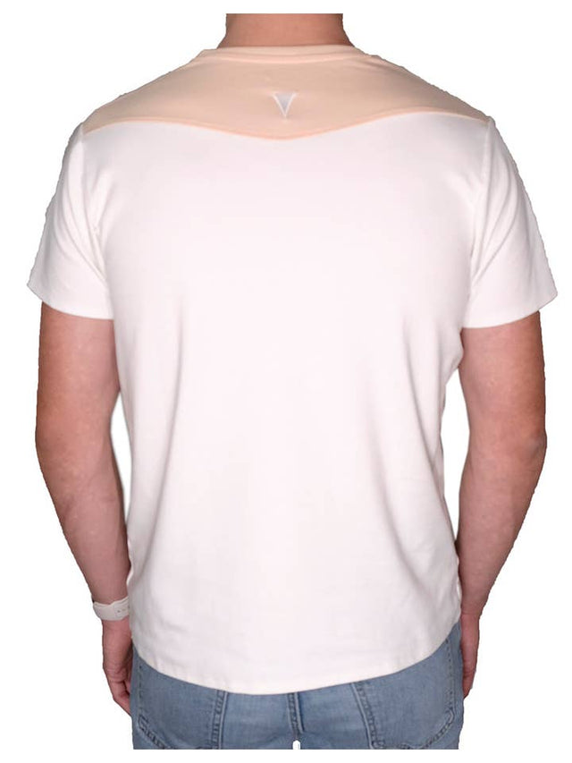 Short Sleeve Crew Collar (White and Light Peach)