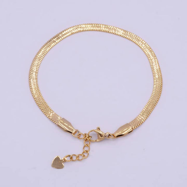 Gold Herringbone Snake Chain Bracelet