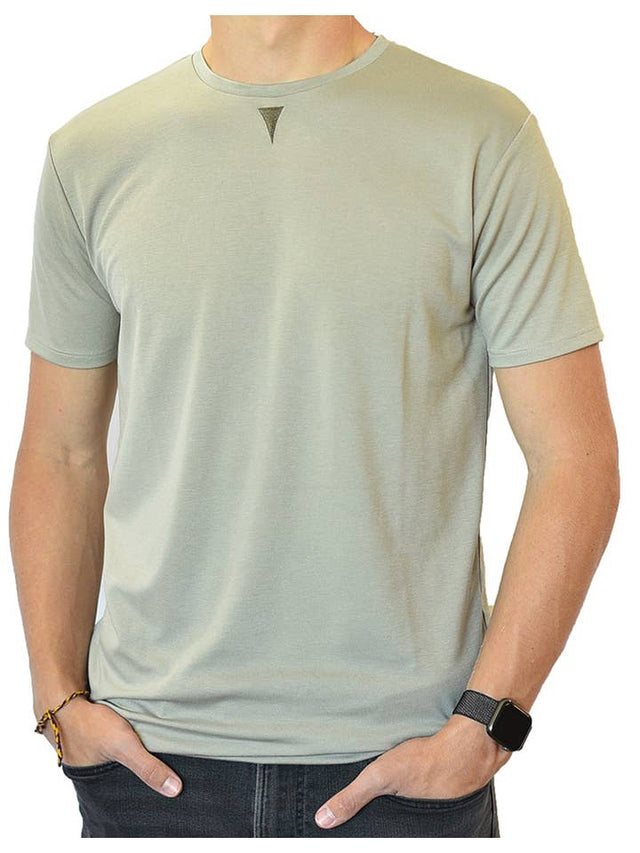 Short Sleeve Crew Collar (Taupe & Brown)