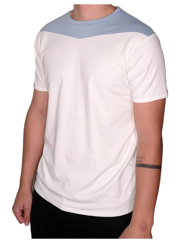 Short Sleeve Crew Collar (White and Sky Blue)