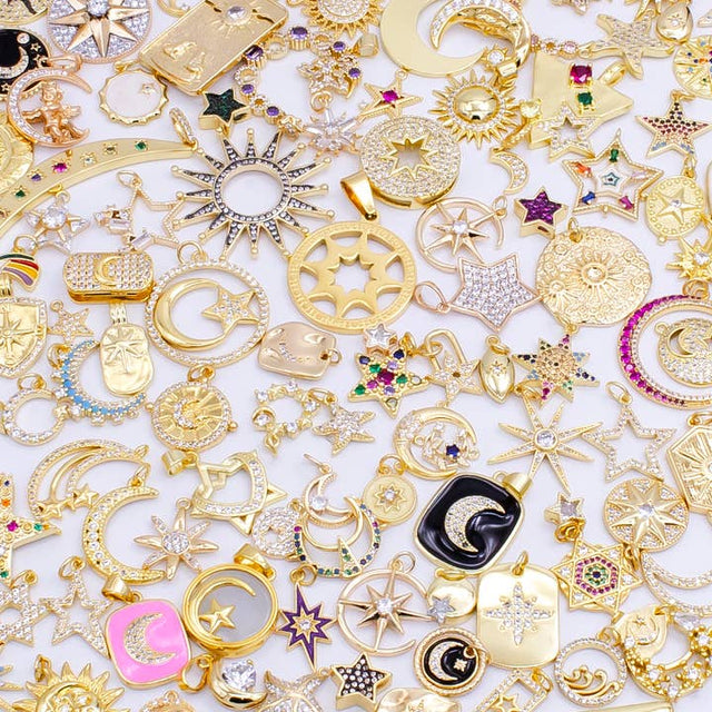 Mixed Gold Star & Moon Charms