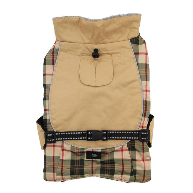 Alpine All-Weather Pet Coat - Beige Plaid