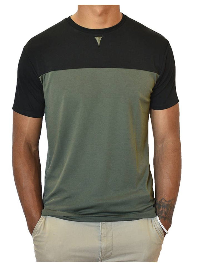Short Sleeve Crew Collar (Dark Green & Black)