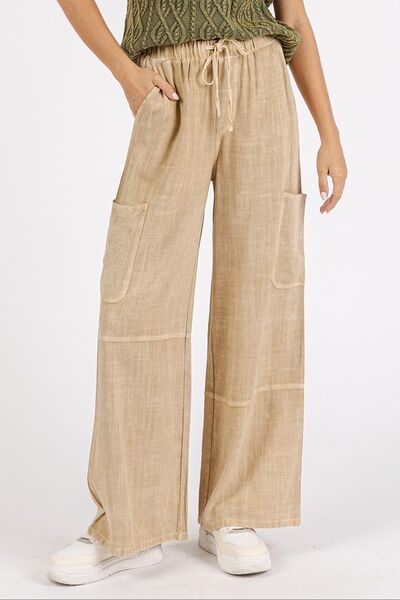 Mineral Wash Drawstring Elastic Waist Pants