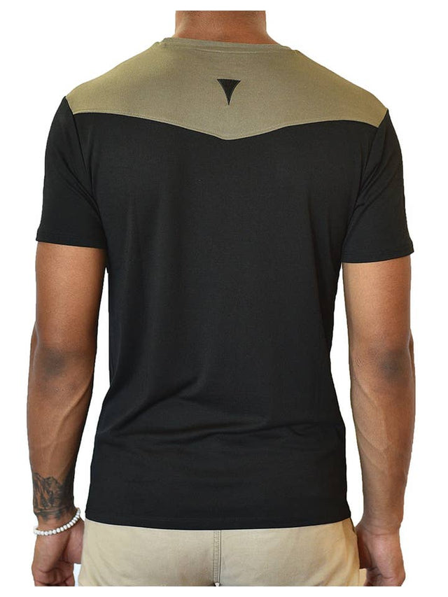 Short Sleeve Crew Collar (Black & Taupe)