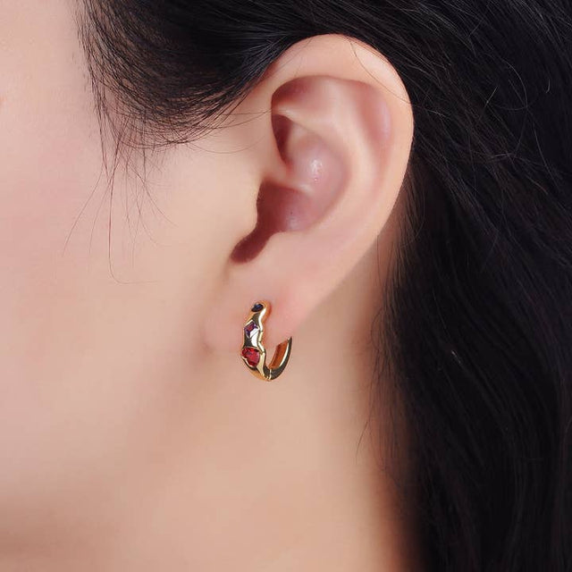 Multicolor Wavy Hoops