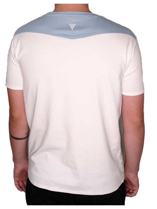 Short Sleeve Crew Collar (White and Sky Blue)