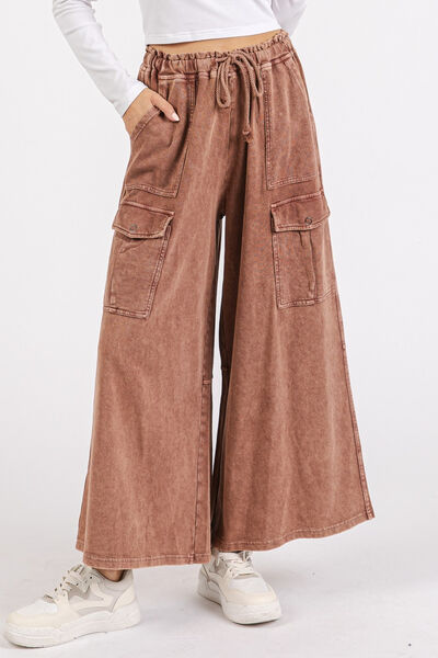 French Terry Cargo Wide Leg Pants