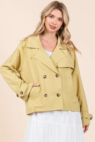 Double Breasted Long Sleeve Trench Coat Jacket