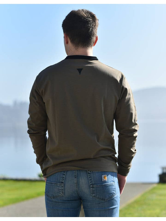 Long Sleeve Henley Slit Collar (Green)