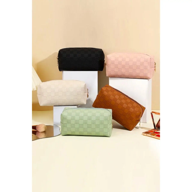 Checkered Cosmetic Makeup Pouch