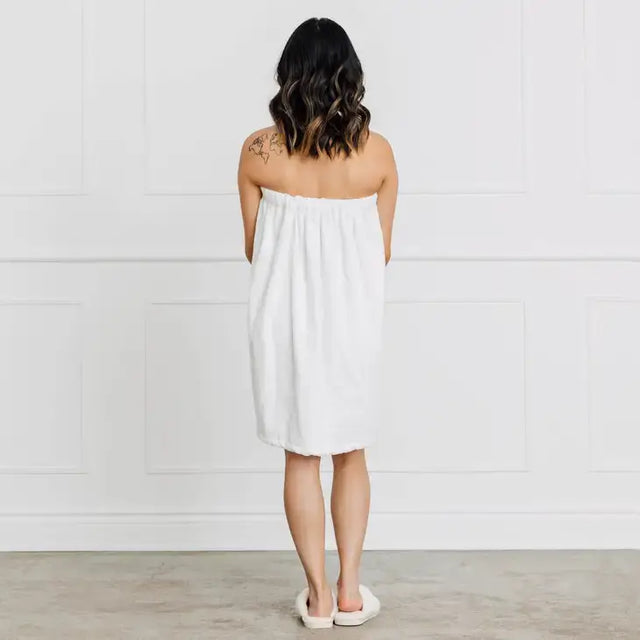 Cotton Bath Towel Wrap w/ Elastic & Velcro Fastener