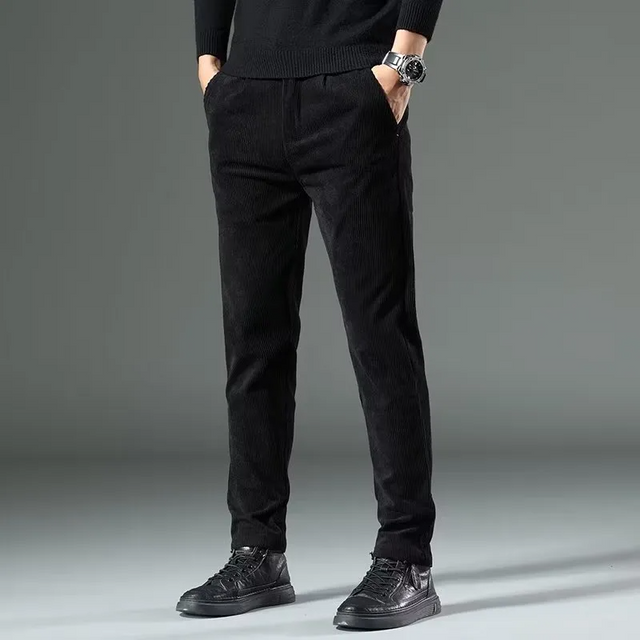 Casual Basic Solid Color Corduroy Straight Pants