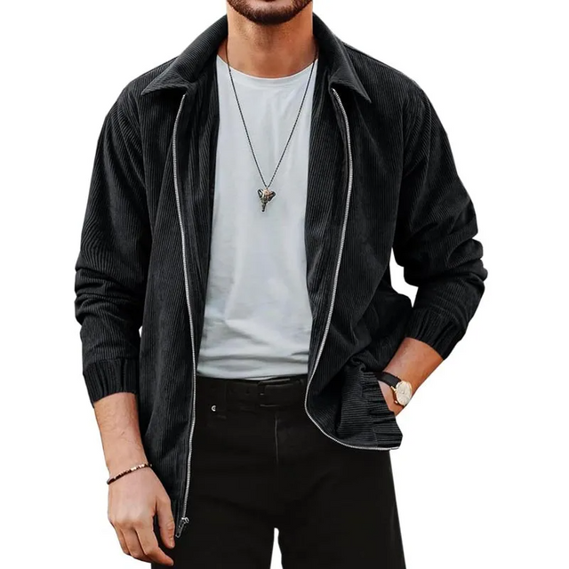 Casual Solid Color Corduroy Lapel Jacket