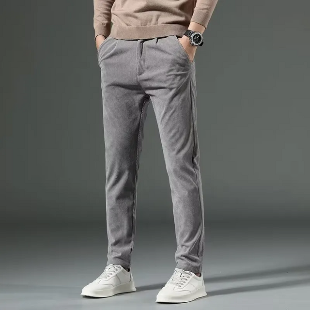 Casual Basic Solid Color Corduroy Straight Pants