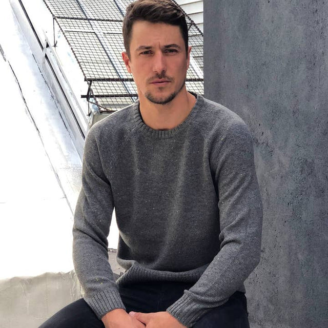 Grey Donegal Crewneck Sweater