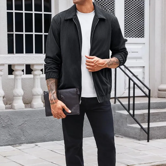 Casual Solid Color Corduroy Lapel Jacket