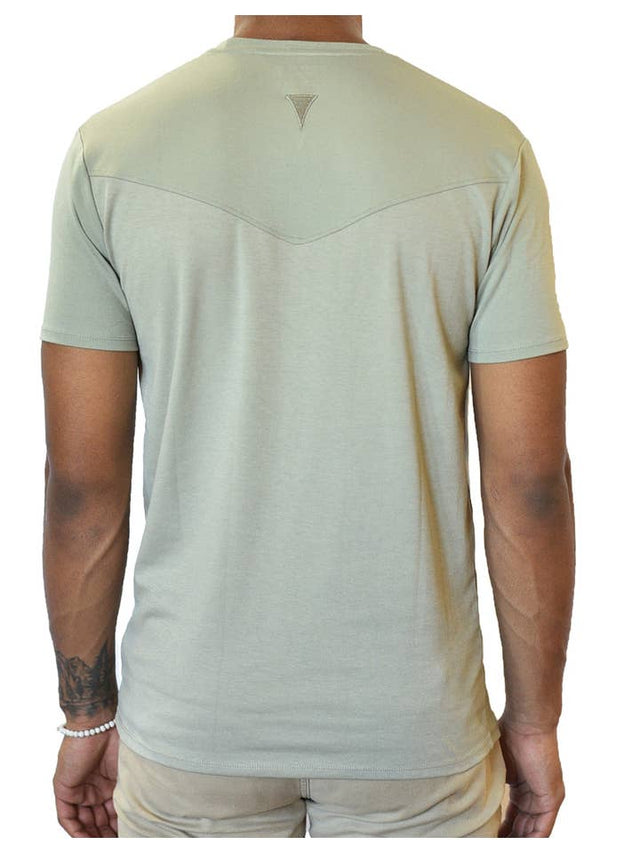 Short Sleeve Crew Collar (Taupe & Sea Moss Green)