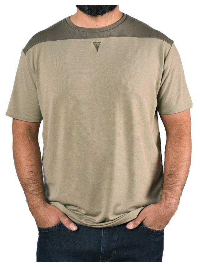 Short Sleeve Crew Collar (Taupe & Green)
