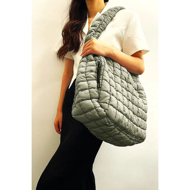 Oversized Quilted Carryall Crossbody Bag