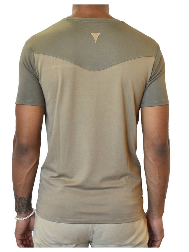 Short Sleeve Crew Collar (Two-Tone Taupe)