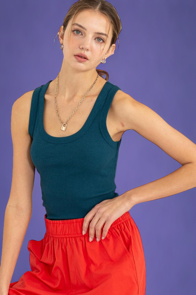 Ribbed Scoop Neck Racerback Tank