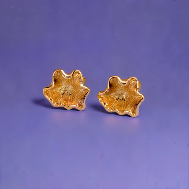 Flower Sunburst Molten Stud Earrings