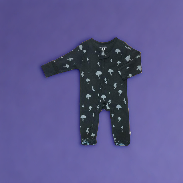 Pattern Print Zipper Footie