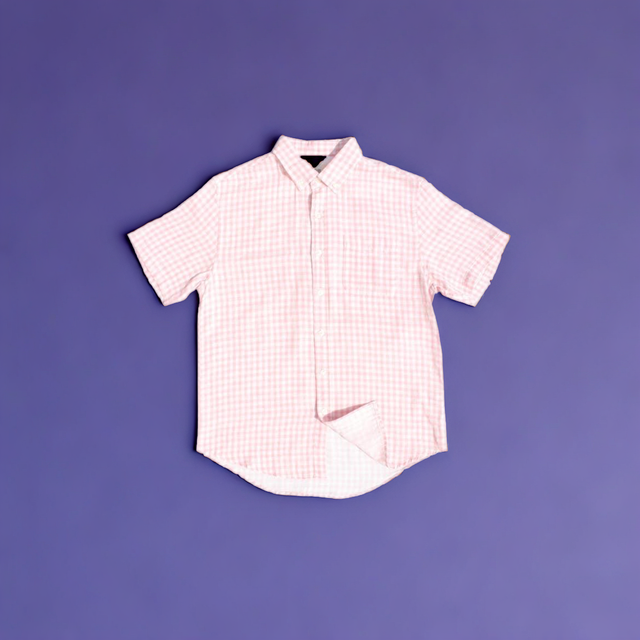 Light Pink Gingham Double Cloth Cotton Shirt