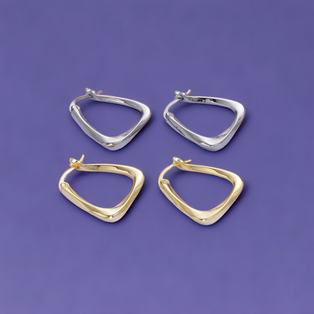 Twisted Edged Triangle Hoop Earrings